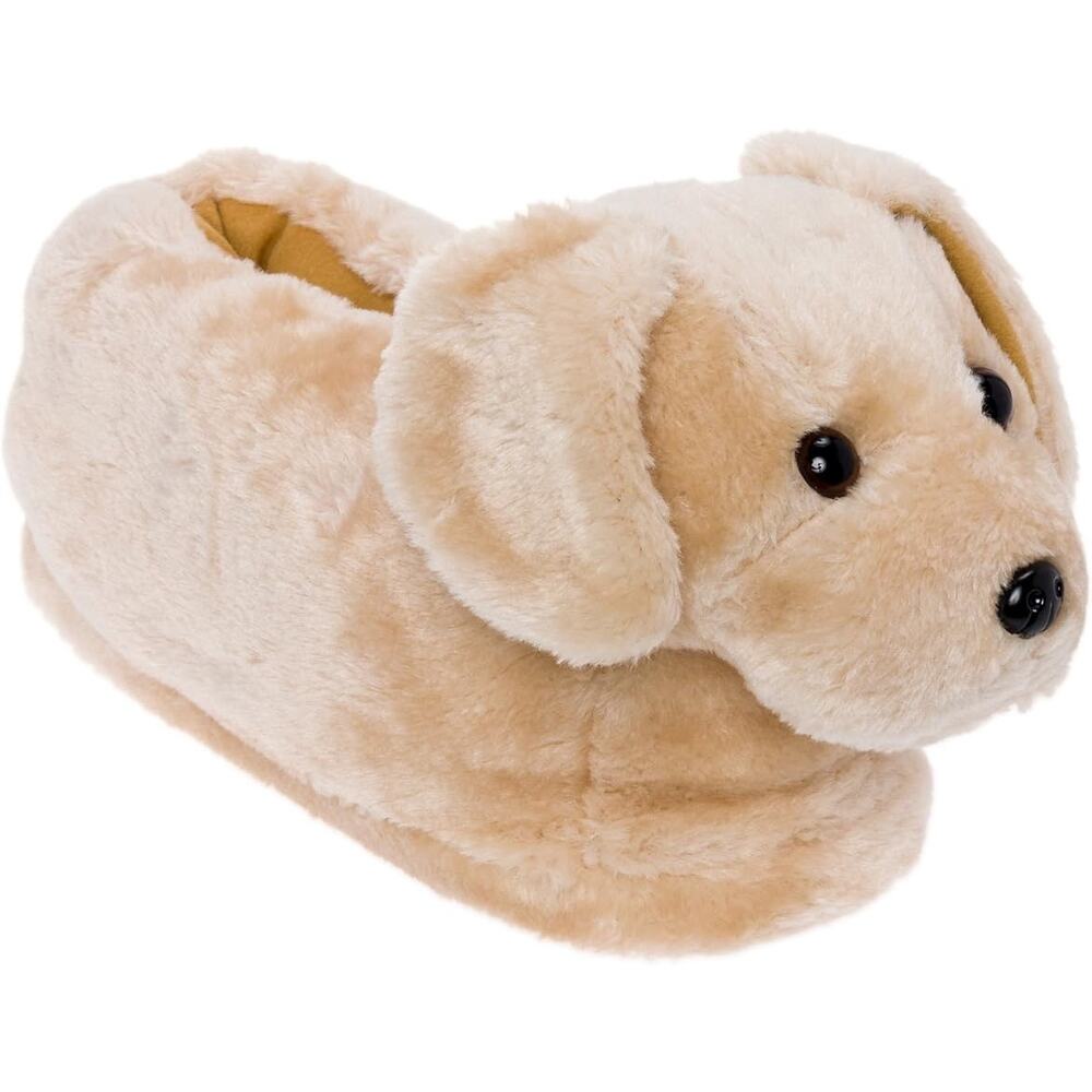 Funziez Fuzzy Dog Slippers Unisex Animal Print Cozy Winter Footwear SZ M - Picture 1 of 11